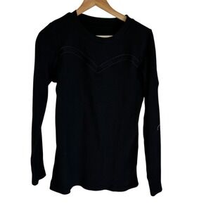 Ribbed‎ Long Sleeve Top Lace Detail Trendy Fashion Top Size M